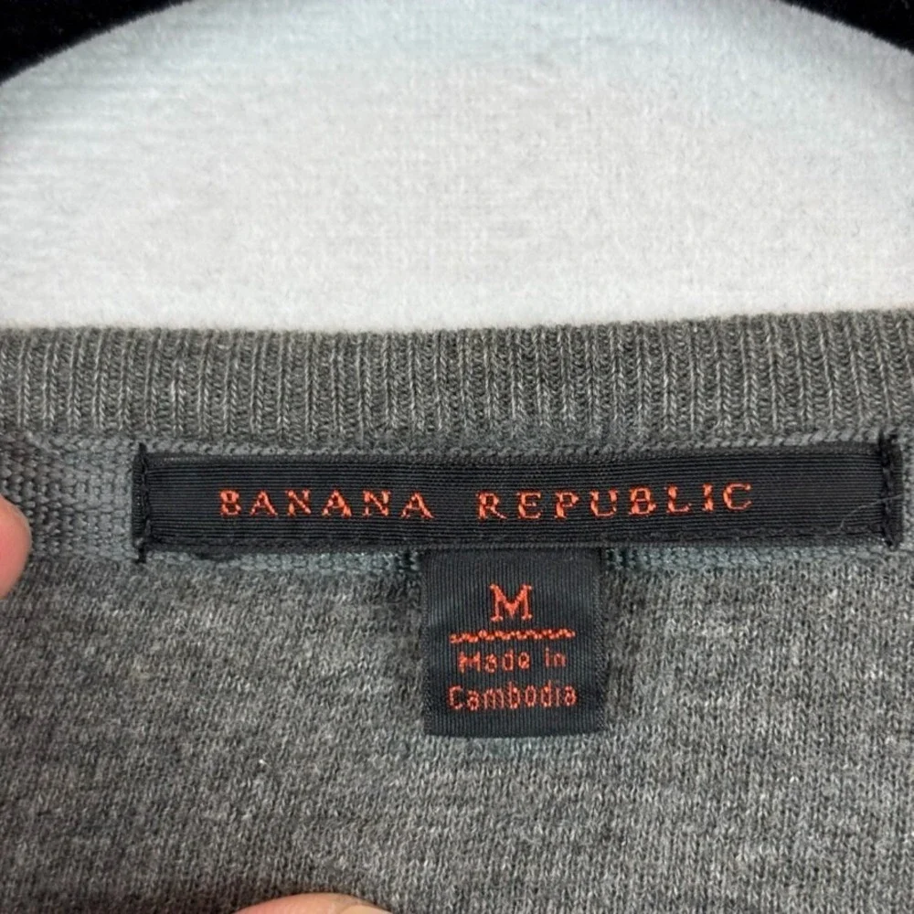 Banana Republic Mens Grey‎ Y2K 100% Cotton Long Sleeve Pullover Sweater Med 2003